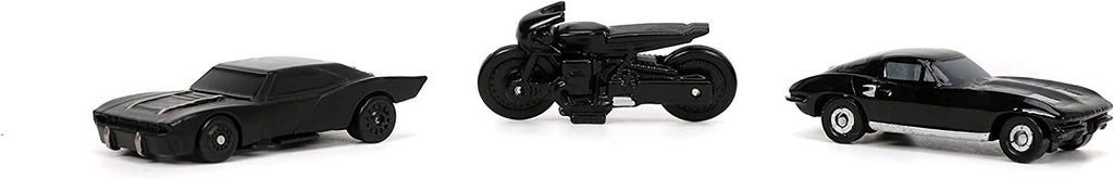 Jada Toys The Batman 1.65" Scale Nano Hollywood Rides: Batmobile, Batcycle, Chevy Corvette Die-Cast Vehicles (32043)