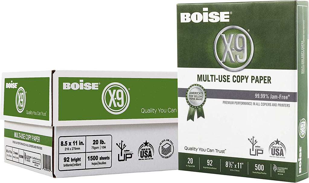 Boise Paper X-9 Multi-Use Copy Paper - 3 Ream (1,500 Sheets) | 8.5" x 11" Letter | 92 Bright White - 20 lb.