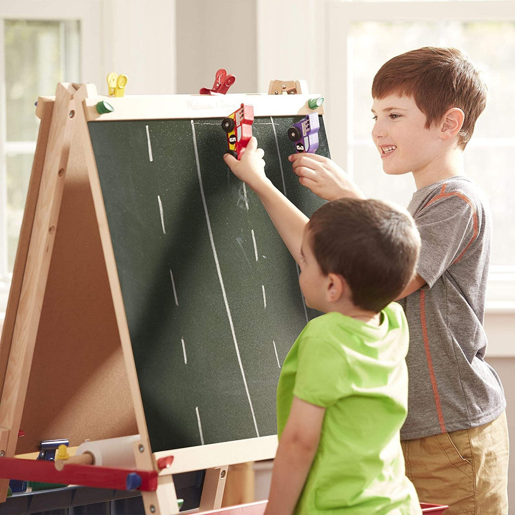 Melissa & Doug Deluxe Standing Art Easel - Dry-Erase Board, Chalkboard