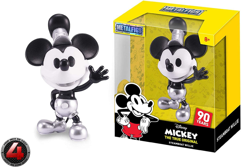 Metalfigs 30025 Jada Toys Disney The True Original Mickey Steamboat Willie Diecast Figure, 4", Silver