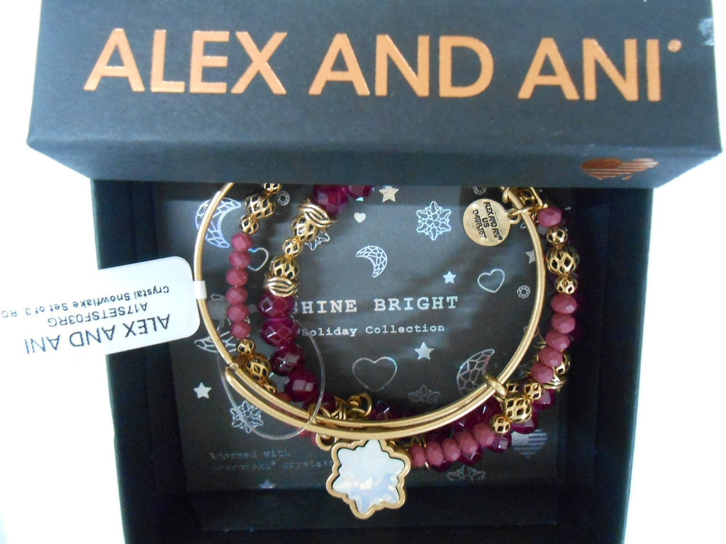 Alex and Ani Snowflake Set of 3 Bangle Bracelet