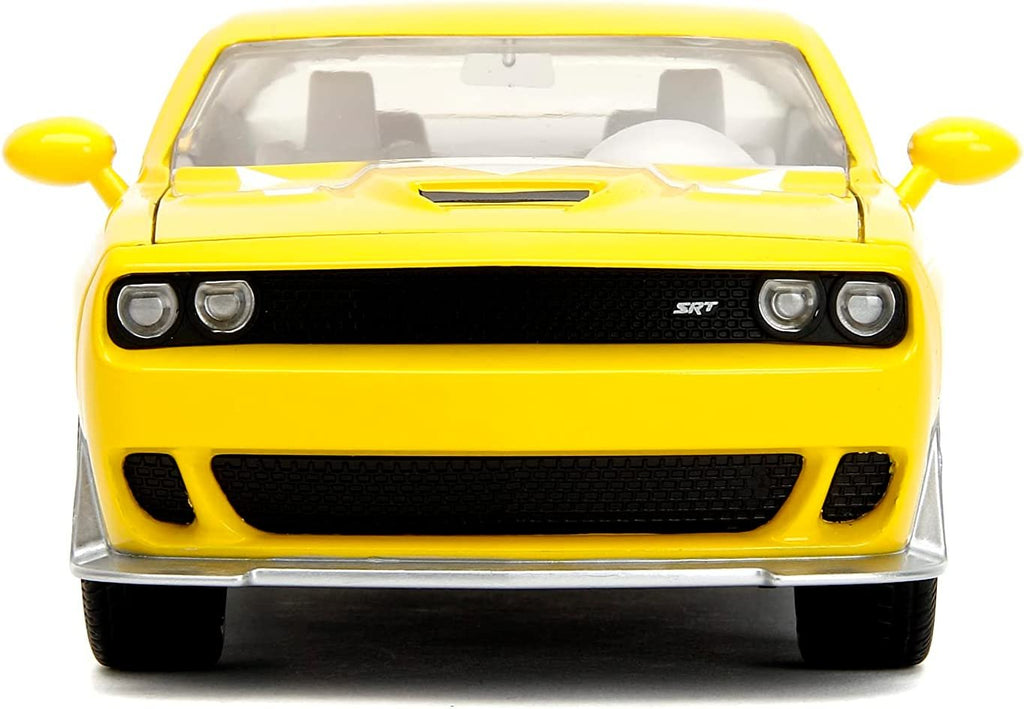 Power Rangers 1:24 2015 Dodge Challenger SRT Hellcat Die-Cast Car & 2.75" Yellow Ranger Figure, Toys for Kids and Adults