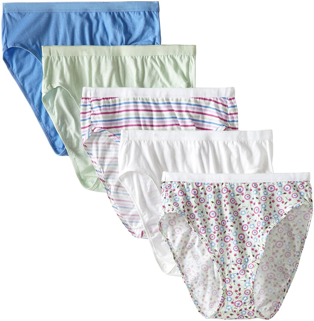 Fruit of the Loom Women's Plus Size Fit For Me 5 Pack Cotton Hi Cut Panties Brief Panties