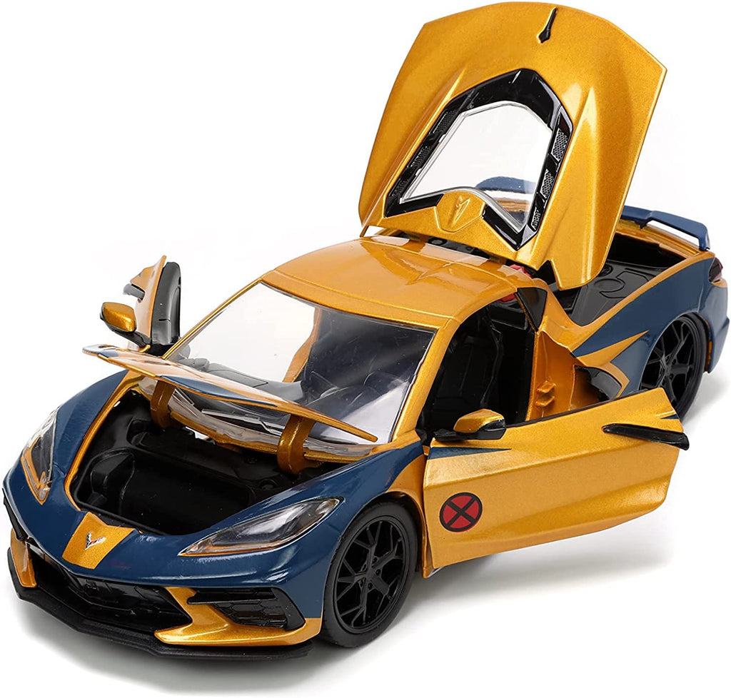 Jada Toys Marvel Wolverine X-Men 1:24 2020 Chevy Corvette Die-Cast Car with 2.75" Wolverine Figure