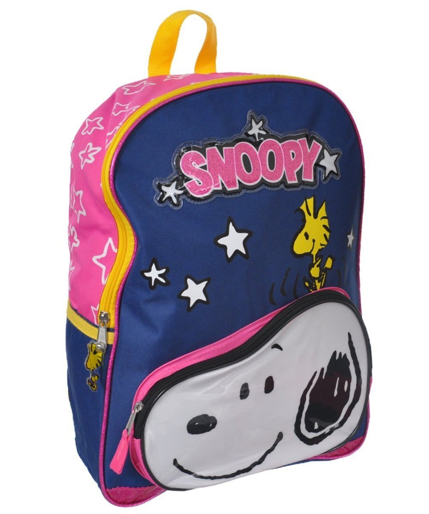 Peanuts Snoopy Front Pocket with Woodstuck Kids 16" School Backpack Bag