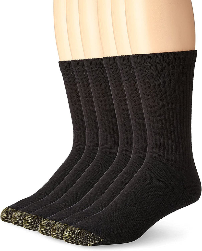 Gold Toe Men's Socks Crew Athletic 6-Pack Breathable Soft Cotton Blend Slightly Irregular