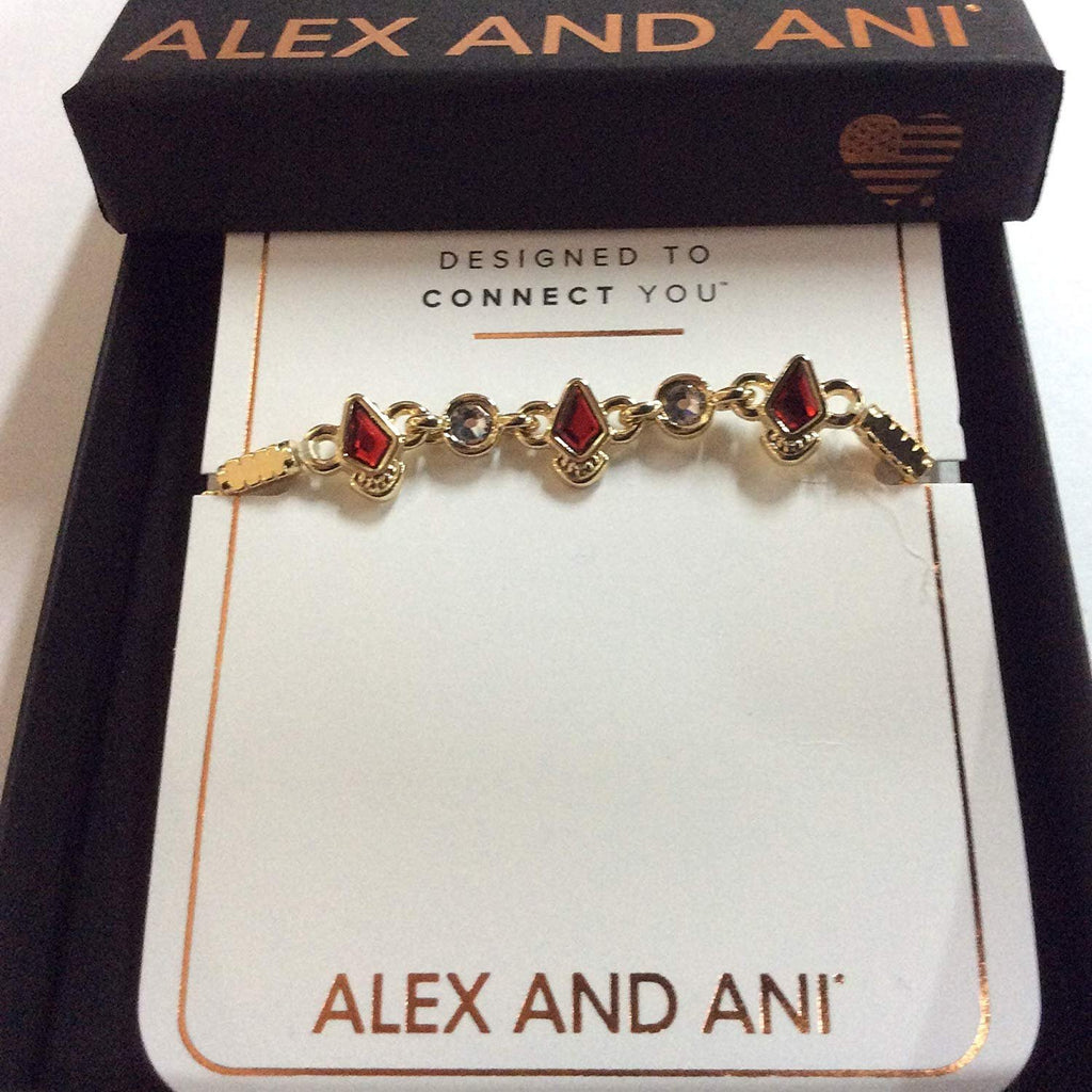 Alex and Ani Crystal and Ruby Stretch Bracelet Shiny Gold