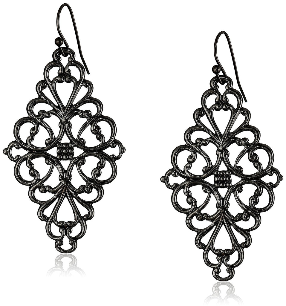 1928 Jewelry Filigree Diamond-Shape Drop Earrings