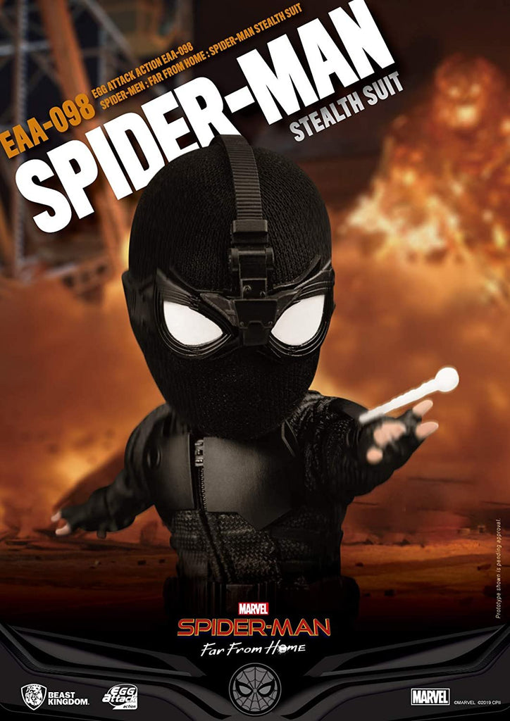 Beast Kingdom Spider-Man Far from Home: Stealth Spider-Man EAA-098 Egg Attack Action Figure, Multicolor