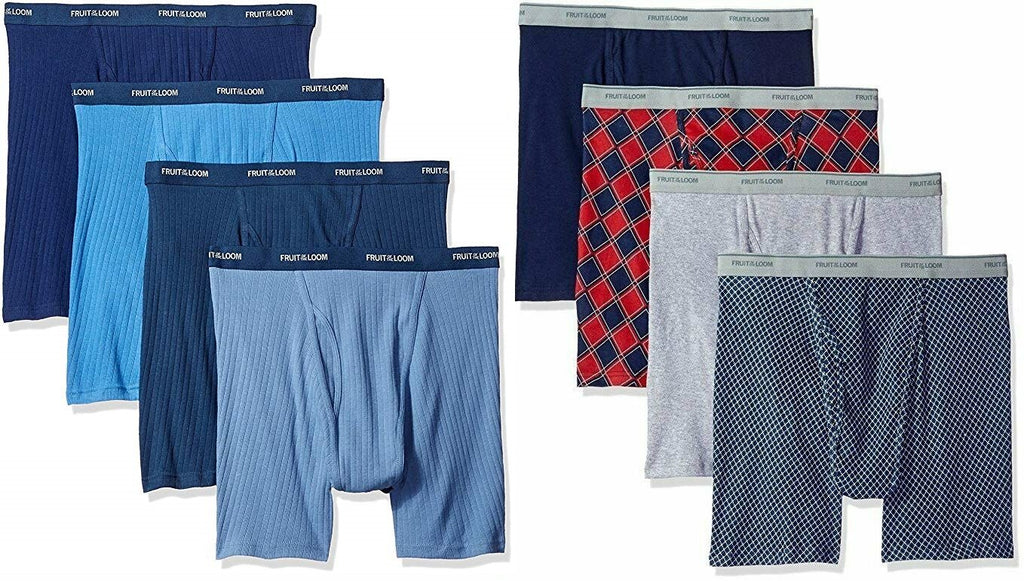 Fruit of the Loom Men's Boxer Briefs Sizes 2X-3X 8-Pack Assorted Cotton