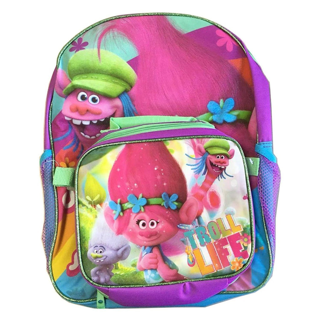 Dreamworks Trolls Movie Poppy Cooper Childrens Backpack with Front Zipper Pocket
