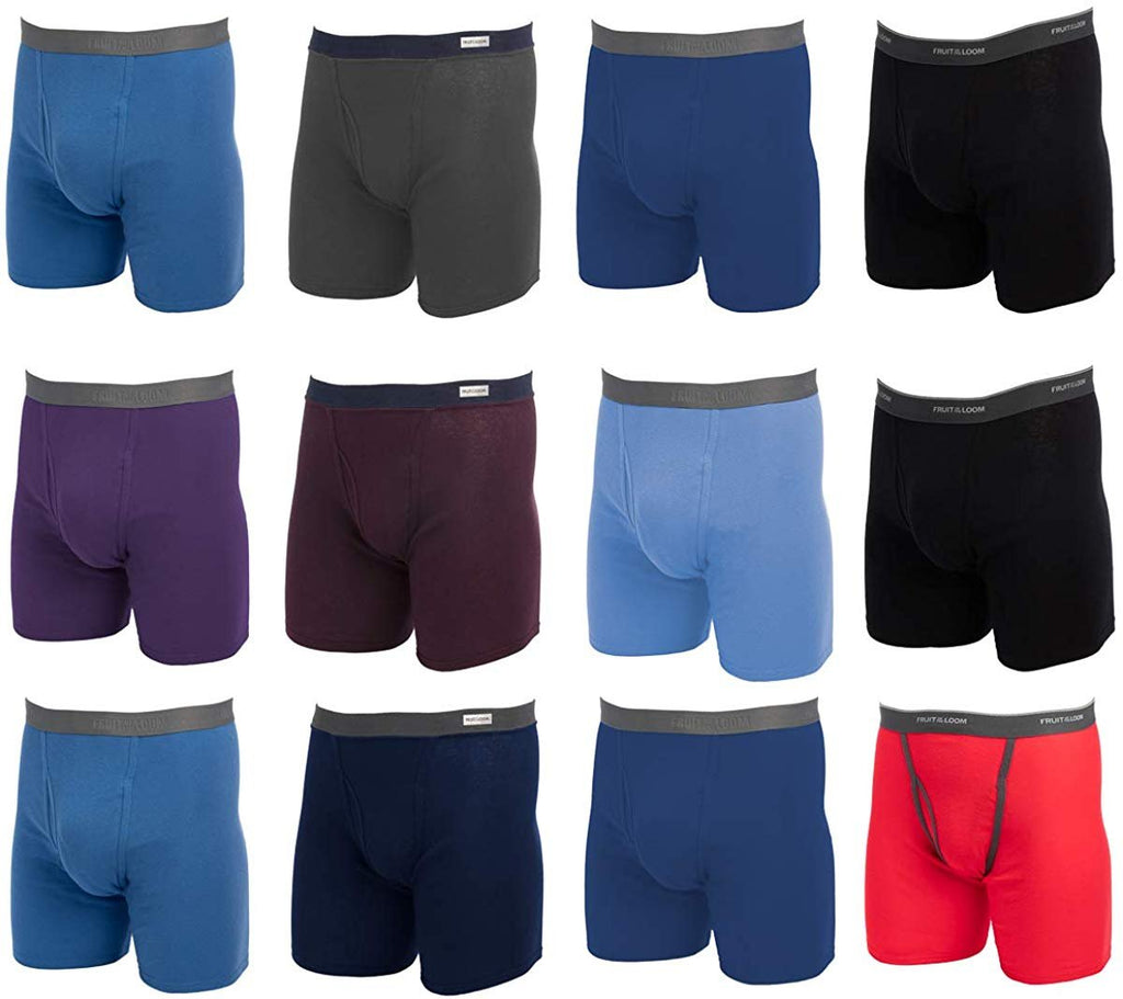 Fruit Of The Loom, 12 Pack Random, Mens Underwear, Underwear for Men, Cotton Underwear, Boxer Briefs with Fly, Tag Free