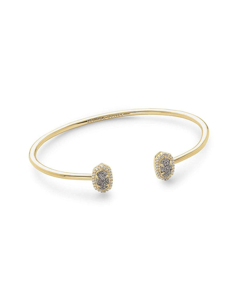 Kendra Scott Calla Cuff Bangle Bracelet in Platinum Drusy and Gold