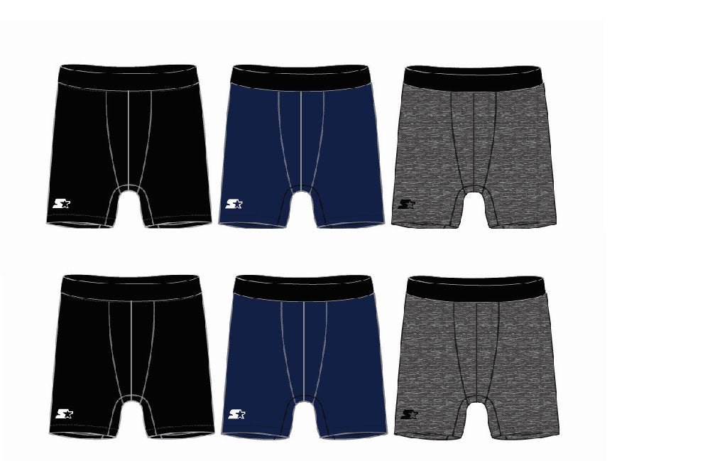 Starter Mens Athletic Boxer Briefs - 6-Pack Stretch Underwear Breathable No Fly