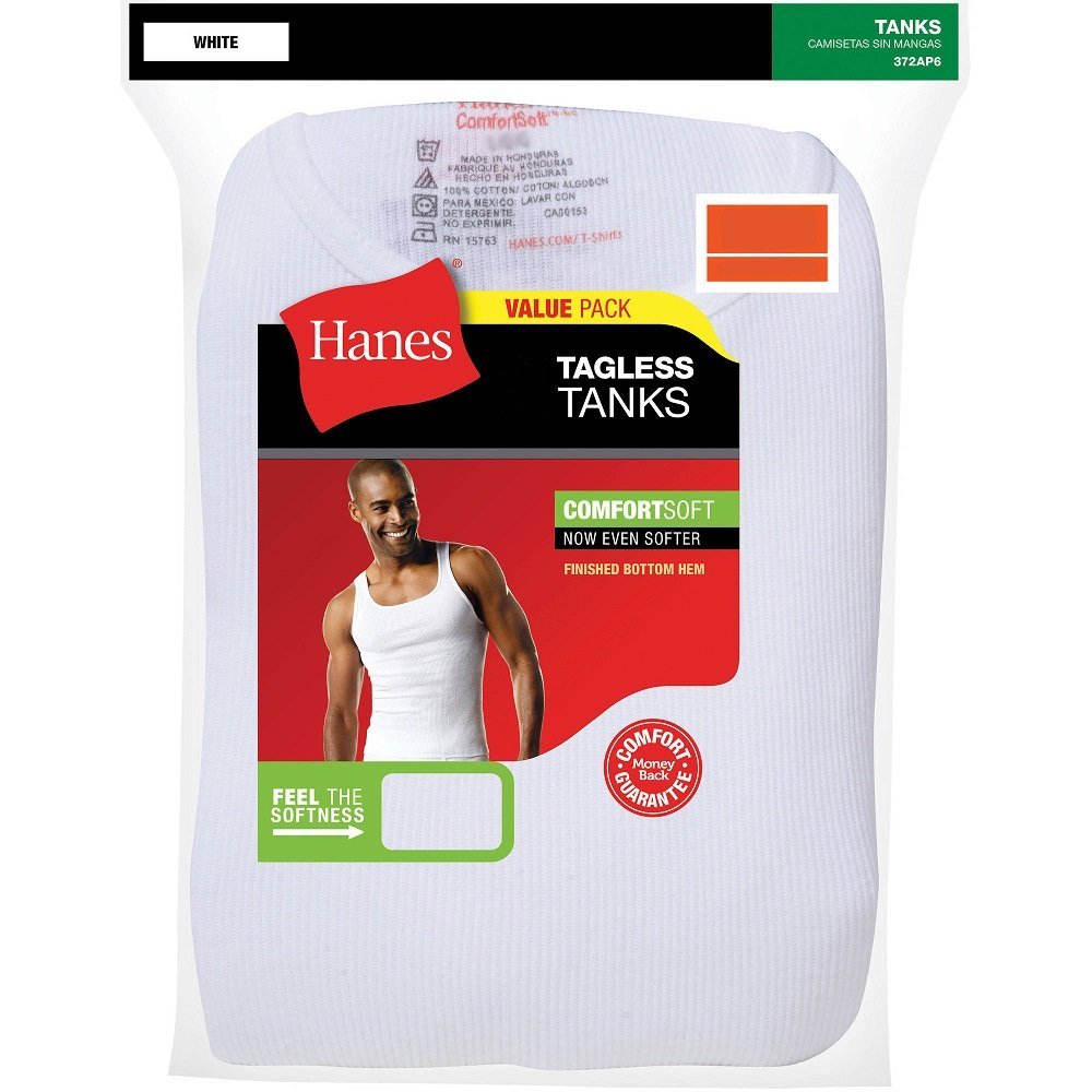 Hanes Men's 100% Cotton White Tank Tops (3-Pack)