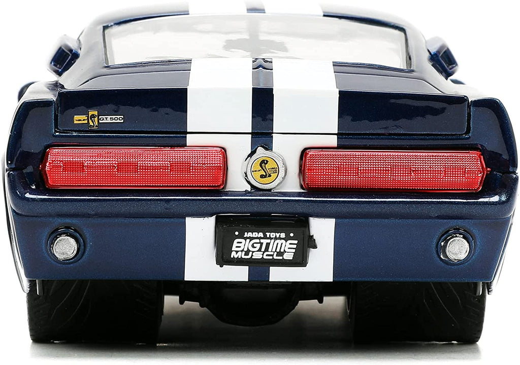 1967 Shelby GT500 Dark Blue Metallic with White Stripes Bigtime Muscle Series 1/24 Diecast Model Car by Jada 33865