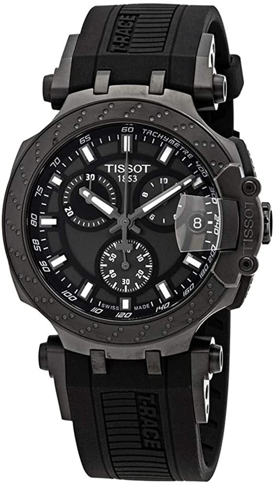 Tissot Men's T-Race Chrono Quartz Stainless Steel Swiss Silicone Strap, Black, 22 Casual Watch (Model: T1154173706103)