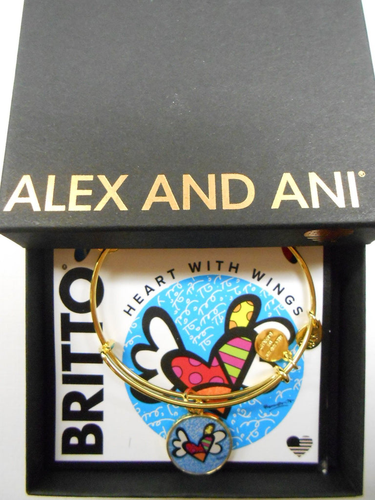 Alex and Ani Womens Heart With Wings Art Infusion Charm Bangle - Romero Britto