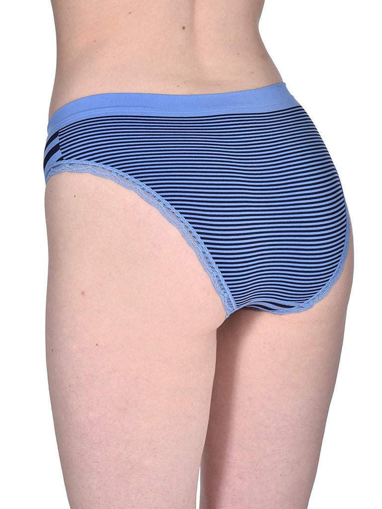 Elle Women's Seamless Bikinis Panties with Lace - 12-Pack Premium Quality Nylon/Spandex