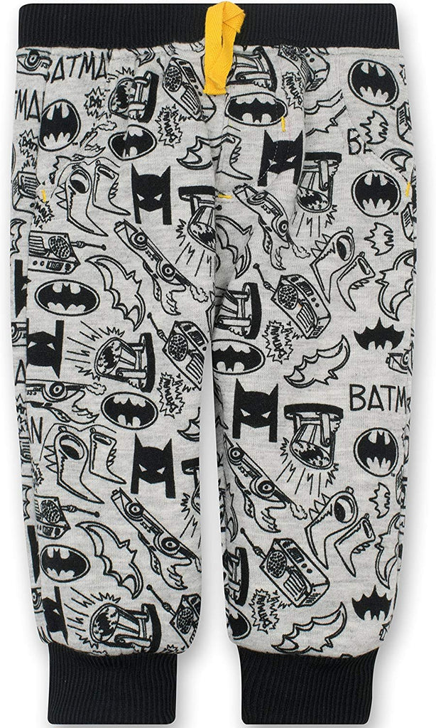 Warner Bros. Batman Baby Boys' 2 Pack Fleece Drawstring Jogger Pants, Black and Grey