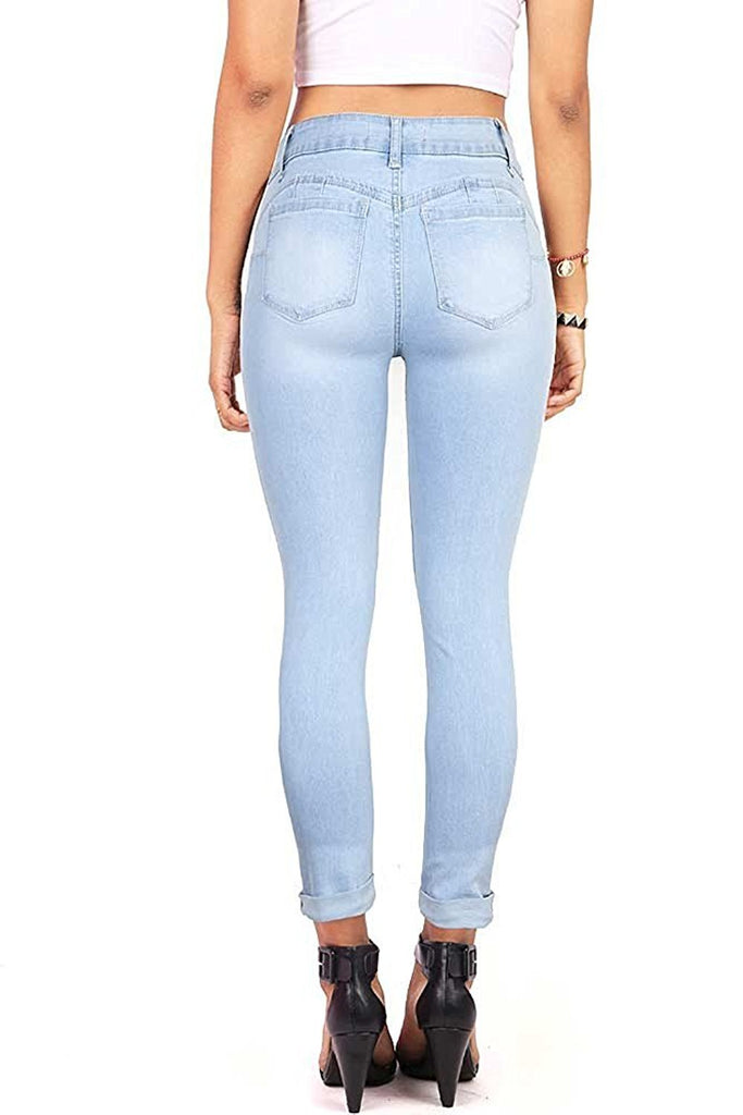Wax Denim Women's Juniors Distressed Slim Fit Stretchy Skinny Jeans