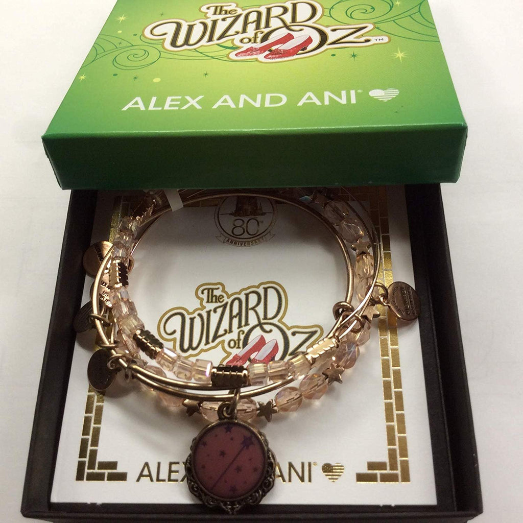 Alex and Ani Wizard of Oz, Glinda's Wand Set of 3 Bangle Bracelet Rafaelian Rose Gold One Size
