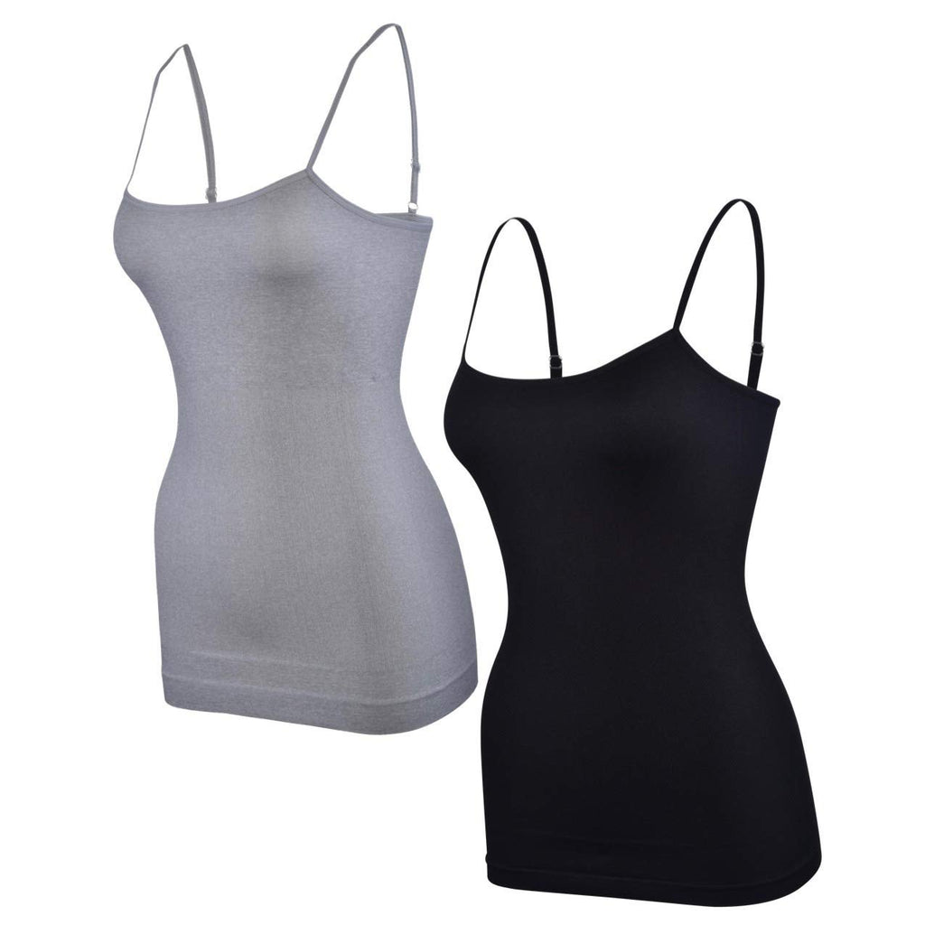 Donna Loren Women's Adjustable Spaghetti Strap Body Shaping Tank Top Camisole Shapewear, 2-Piece Set