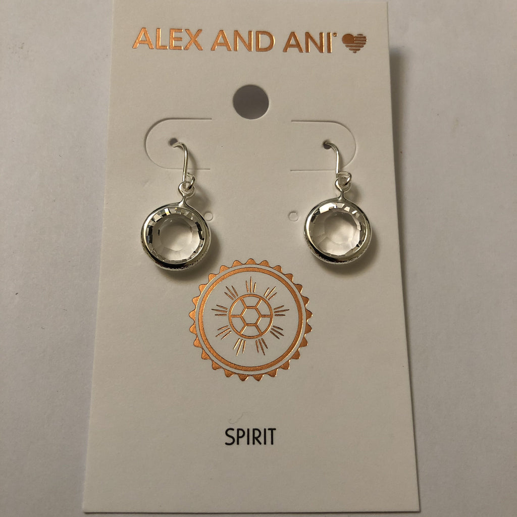 Alex and Ani A19E55SS Women's Swarovski Color Code Earrings April Clear Crystal, Shiny Silver, One Size