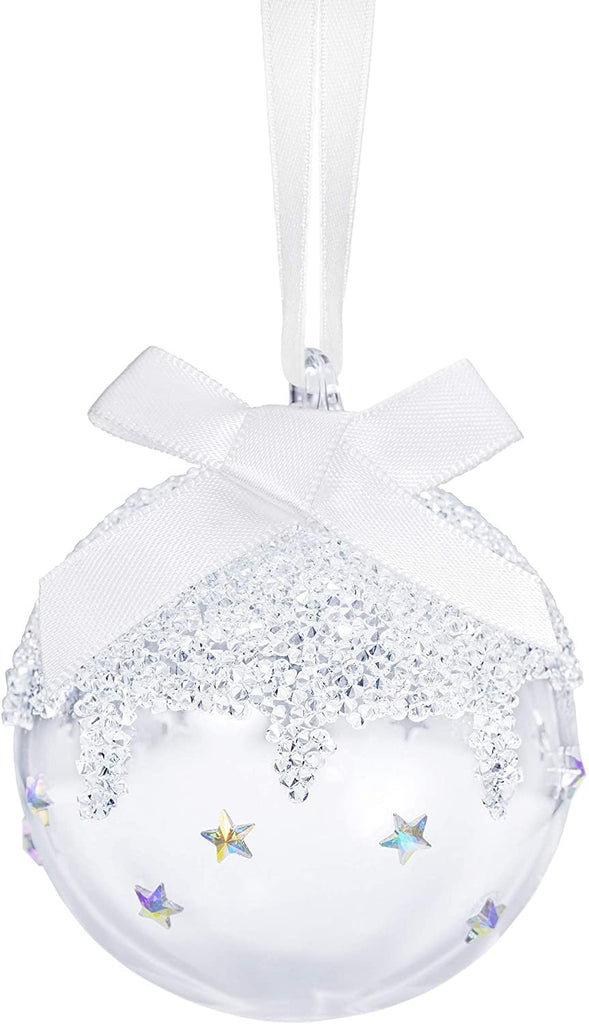 SWAROVSKI Christmas Ball Ornament, Annual Edition, Aurora Borealis Effect, Satin Ribbon, Crystal Embellished