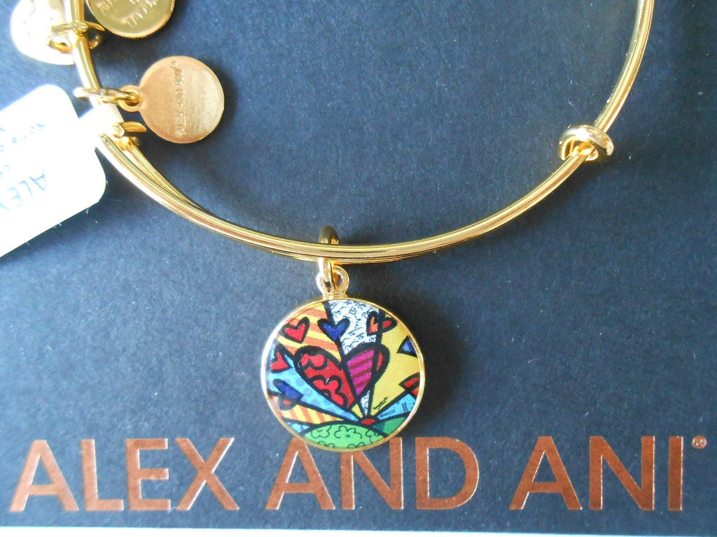Alex and Ani Art Infusion Necklace Charm | Romero Britto (Gold-A New Day)