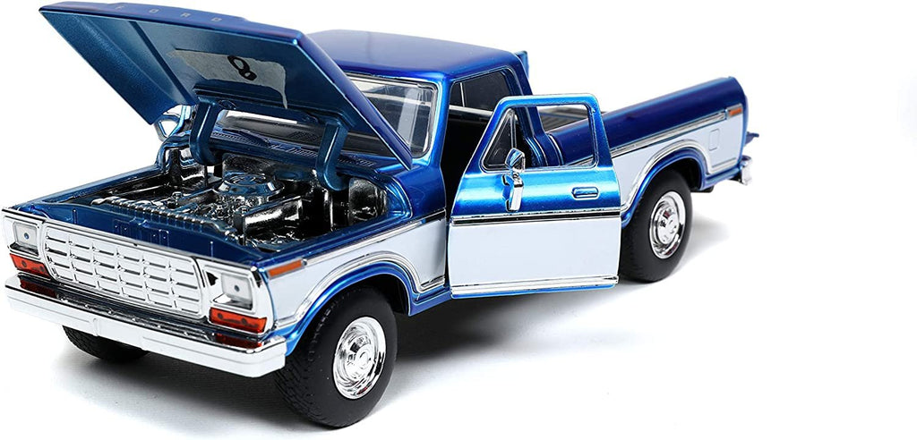 Jada Toys Just Trucks 1:24 1970 Ford F-150 with Rack Die-cast Car Candy Blue, Toys for Kids and Adults