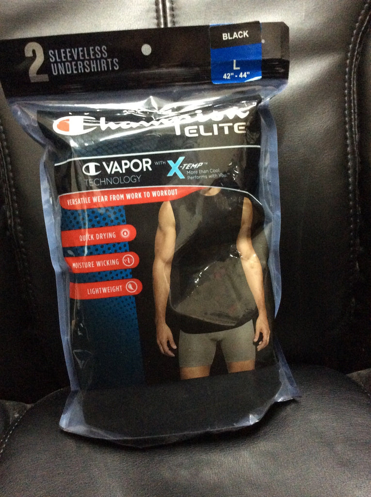 Champion Elite Men's Sleeveless Undershirts Black Muscle Tanks 12-PACK Large