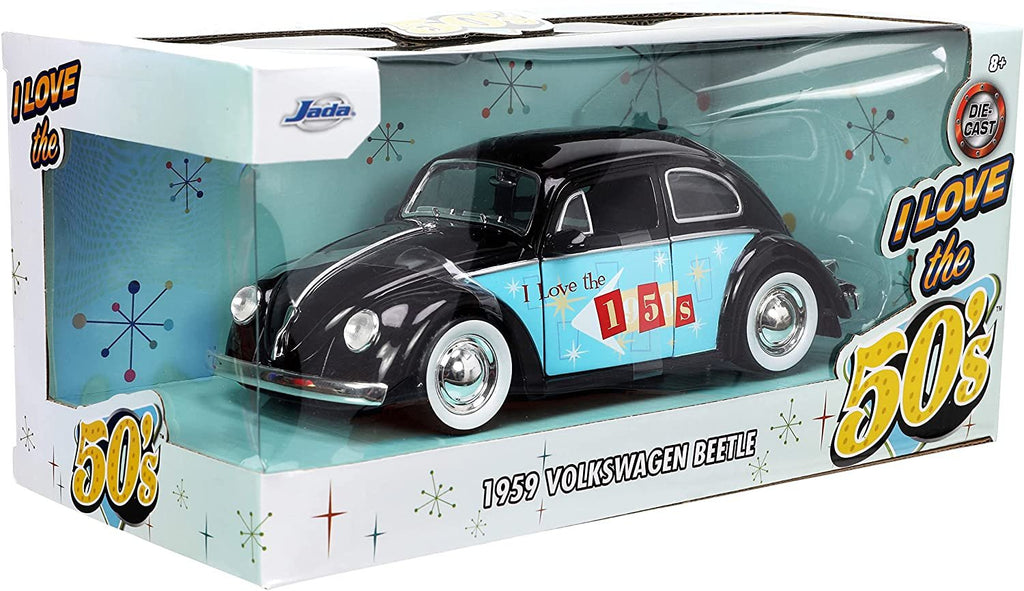 1959 Beetle Black I Love 50's Series 1/24 Diecast Car Model by Jada 31382
