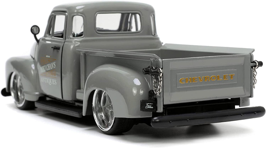 Jada Toys Just Trucks 1:24 1953 Chevy Pickup Die-cast Car Gray with Tire Rack, Toys for Kids and Adults