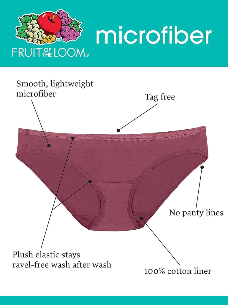 Fruit of the Loom Women's Lightweight Microfiber Underwear, Smooth Under Clothes, Available in Plus Size