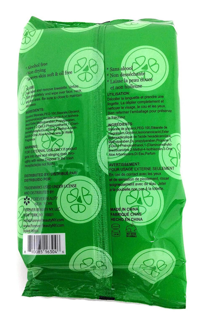 Forever Beauty Makeup Removing Wipes Face Cleaning Fragrant, 60 Count, Alcohol Free