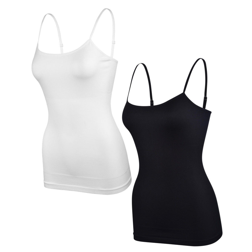 Donna Loren Women's Adjustable Spaghetti Strap Body Shaping Tank Top Camisole Shapewear, 2-Piece Set