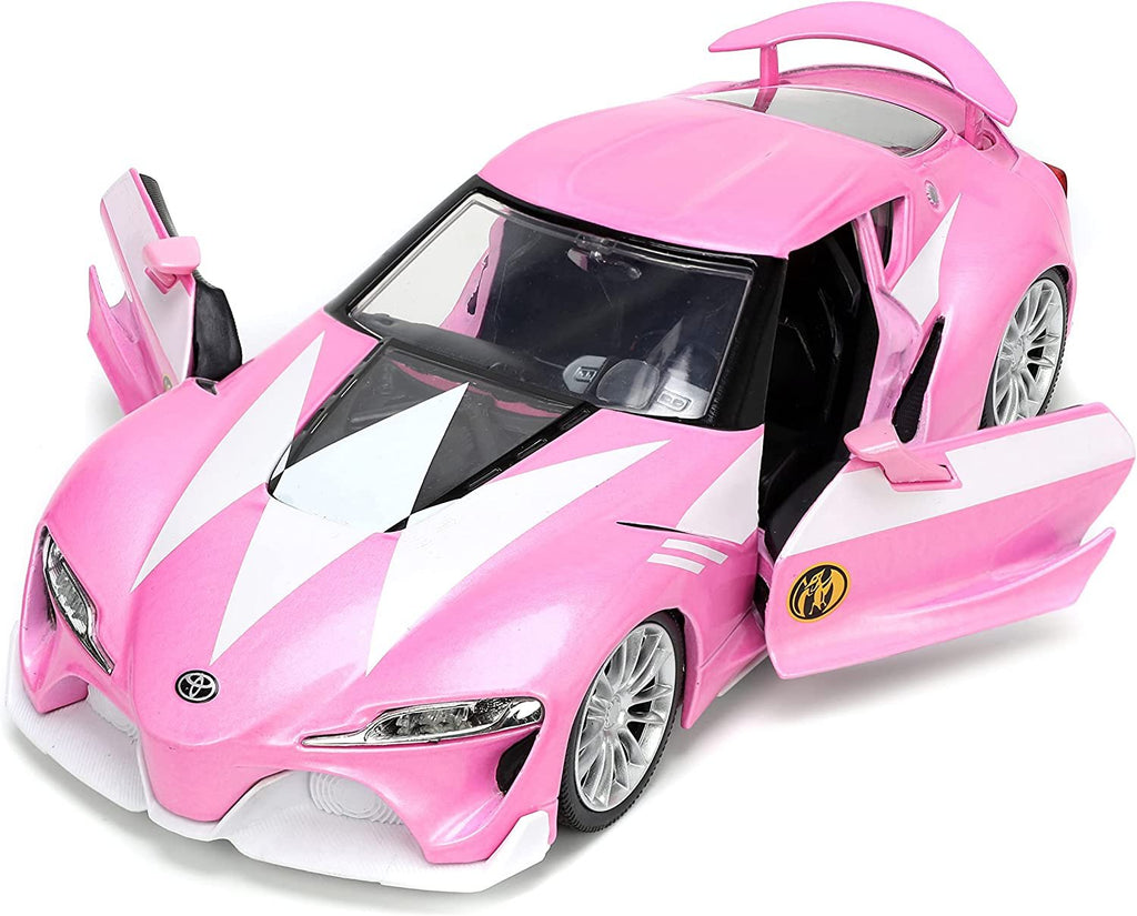Jada Toys Mighty Morphin Power Rangers 1:24 Toyota FT-1 Concept Die-cast Car w/ 2.75" Pink Ranger Figure, Toys for Kids and Adults