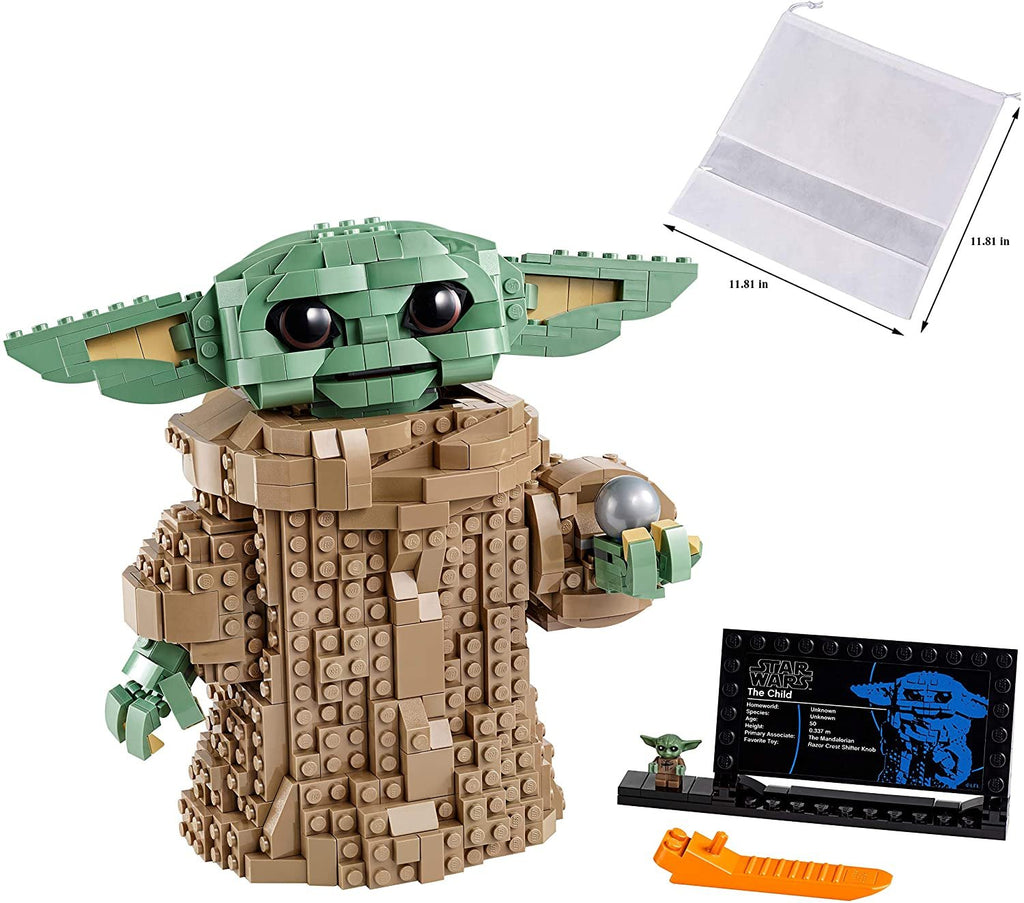 LEGO Star Wars: The Mandalorian The Child 75318 Build-and-Display Kit — Christmas Holiday Bundle for Kids Aged 10+ and Any Star Wars Fan — 2020 Buildable Model (1,073 Pieces) — BROAGE Drawstring Bag