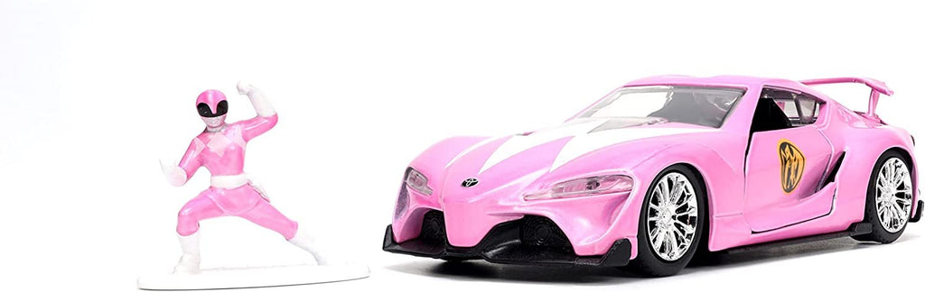 Mighty Morphin Power Rangers 1:32 Toyota FT-1 Concept Die-cast Car with 1.65" Pink Ranger Figure, Toys for Kids and Adults