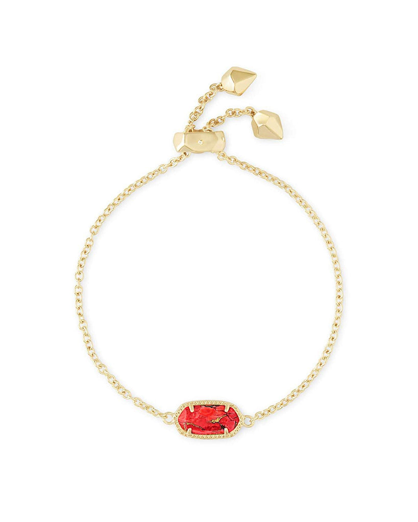 Kendra Scott Elaina Gold Adjustable Chain Bracelet in Bronze Veined Red Magnesite