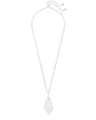 Kendra Scott Brenton Long Pendant Necklace in Hammered Bright Silver