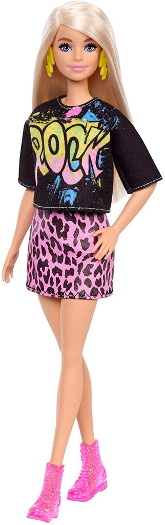 Barbie Fashionistas Doll #155 with Blond Hair with Rock Tee and Skirt, Toy for Kids 3 to 8 Years Old