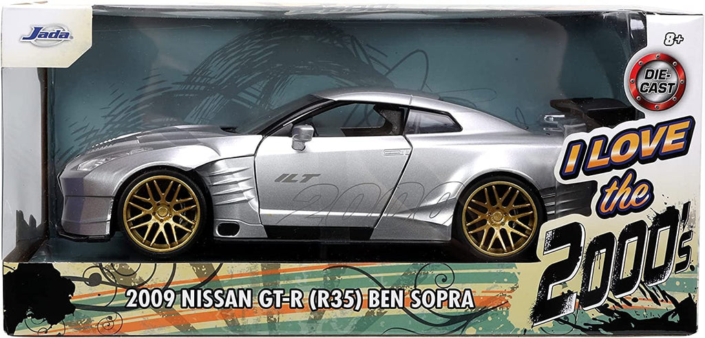 Jada Toys I Love The 2000’s 1:24 2009 Nissan GT-R (R35) Ben Sopra Die-Cast Car, Toys for Kids and Adults, Silver