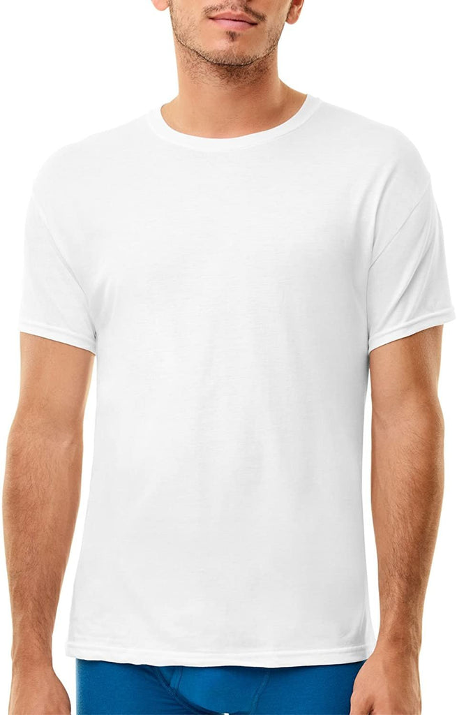 Hanes Mens Luxury Essentials 3-Pack White Crewneck Undershirt, M, White