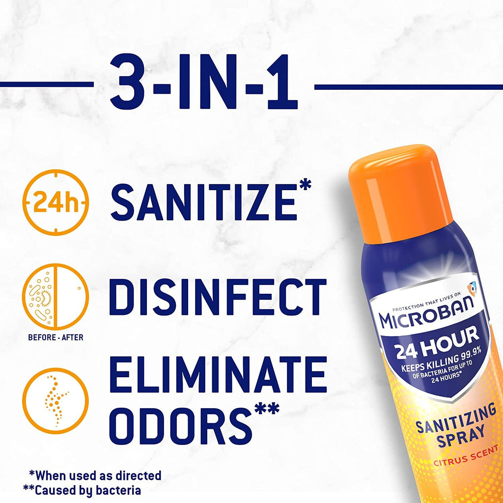 Microban 24 Hour Disinfectant Sanitizing Spray, Citrus Scent