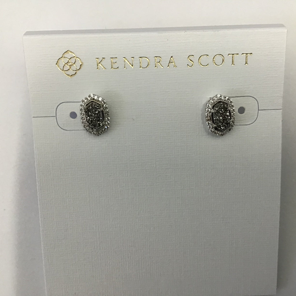 Kendra Scott Cade Silver Stud Earrings in Platinum Drusy