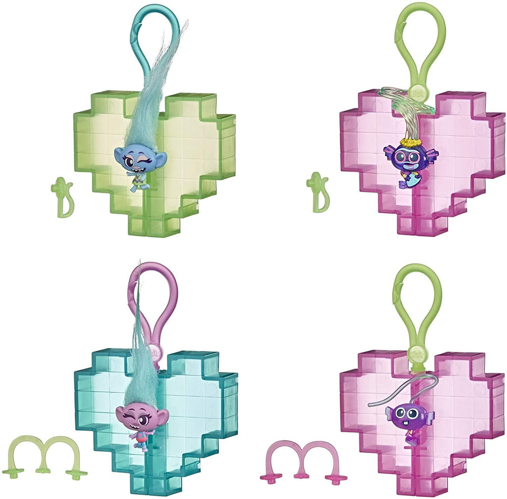 Trolls DreamWorks World Tour Tiny Dancers Surprise 4-Pack Series 3, Tiny Dancers Dolls, Clips, Rings, and Glasses, Toy for Kids 4 and Up