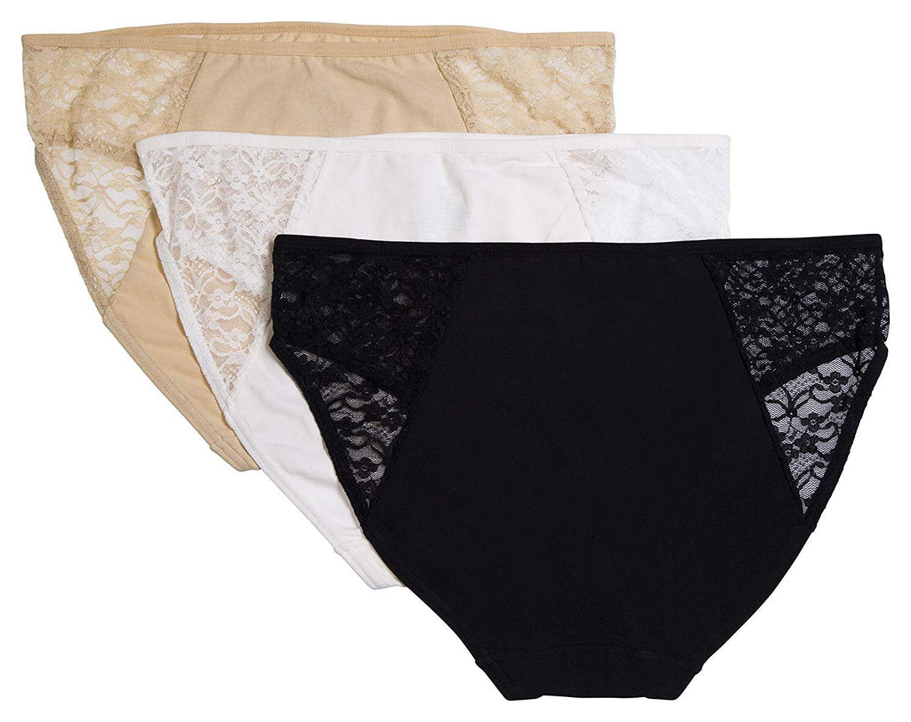 Donna Loren Women's Floral Lace Detail Classic Panties, 3-Piece Set