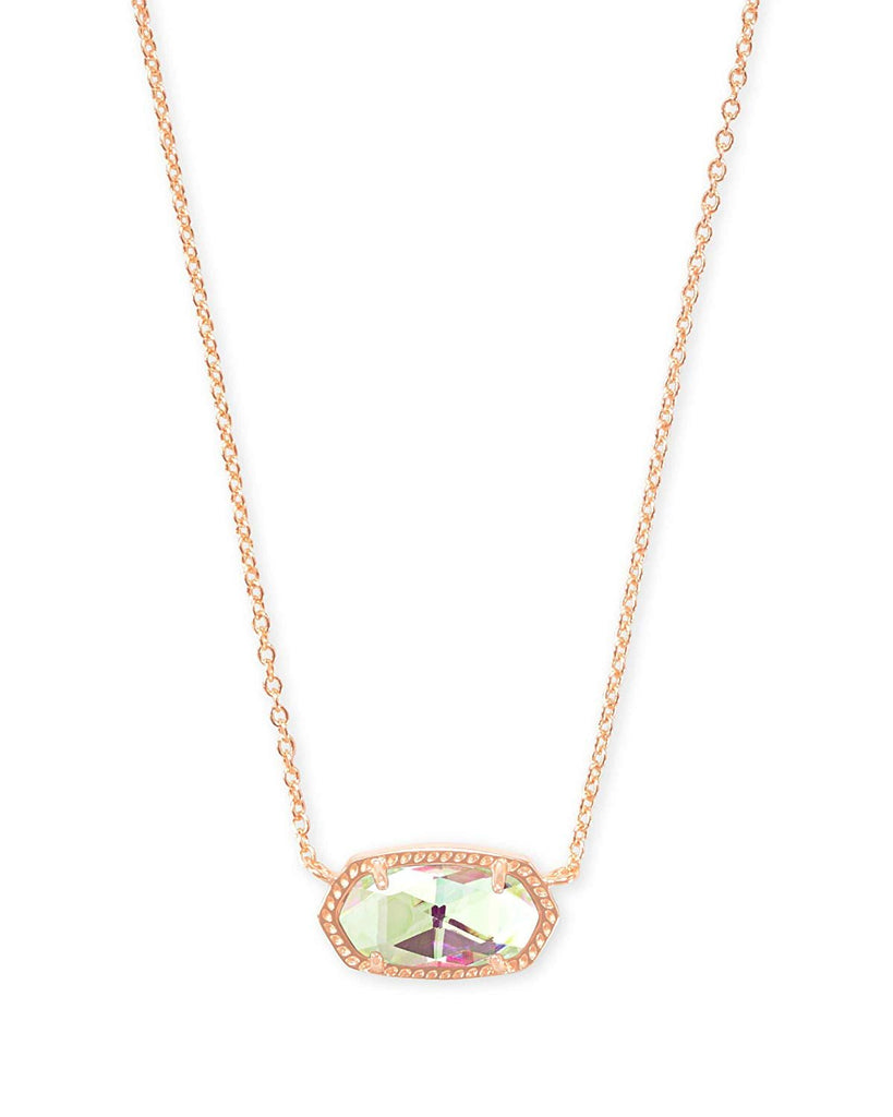 Kendra Scott Elisa Rose Gold Pendant Necklace in Dichroic Glass